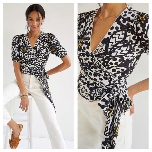 ANTHROPOLOGIE FARM RIO Floral Wrap Blouse in Assorted - Picture 1 of 13